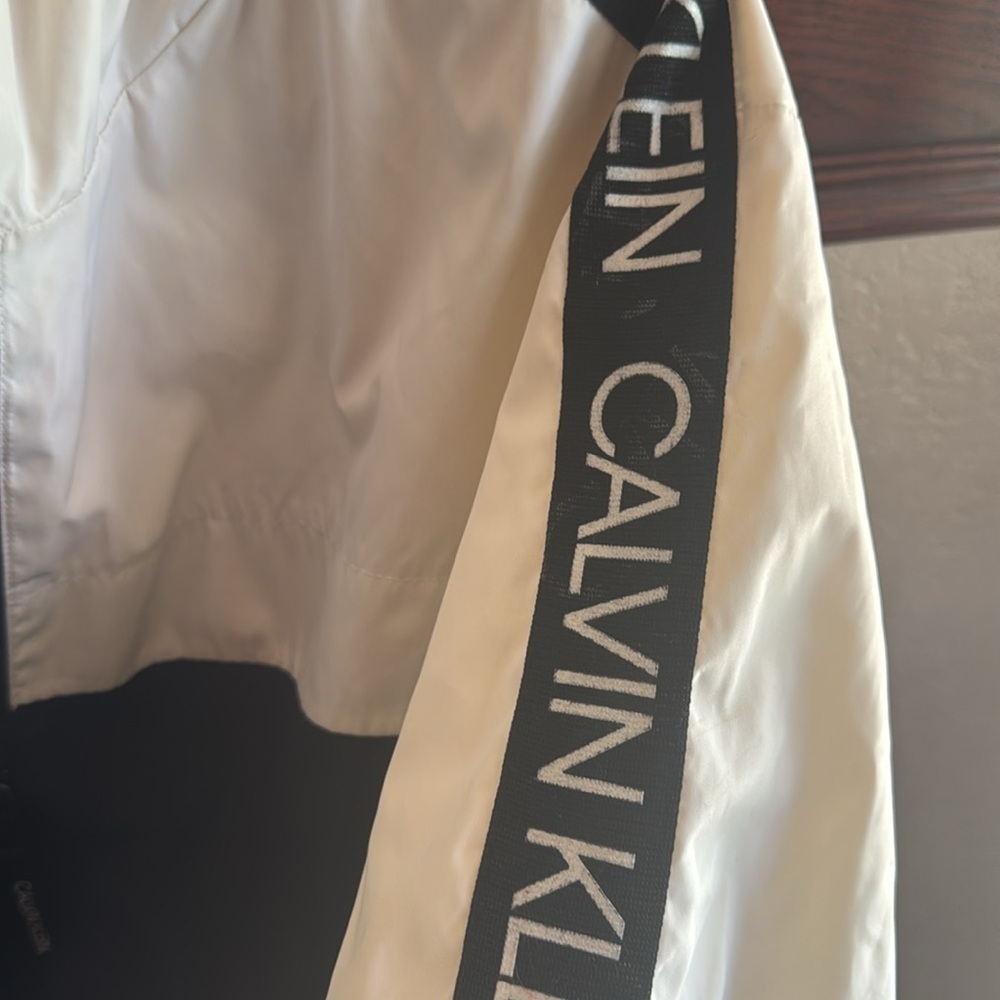 Calvin Klein Black and White Windbreaker with Sporty Stripes - Picture 8 of 9